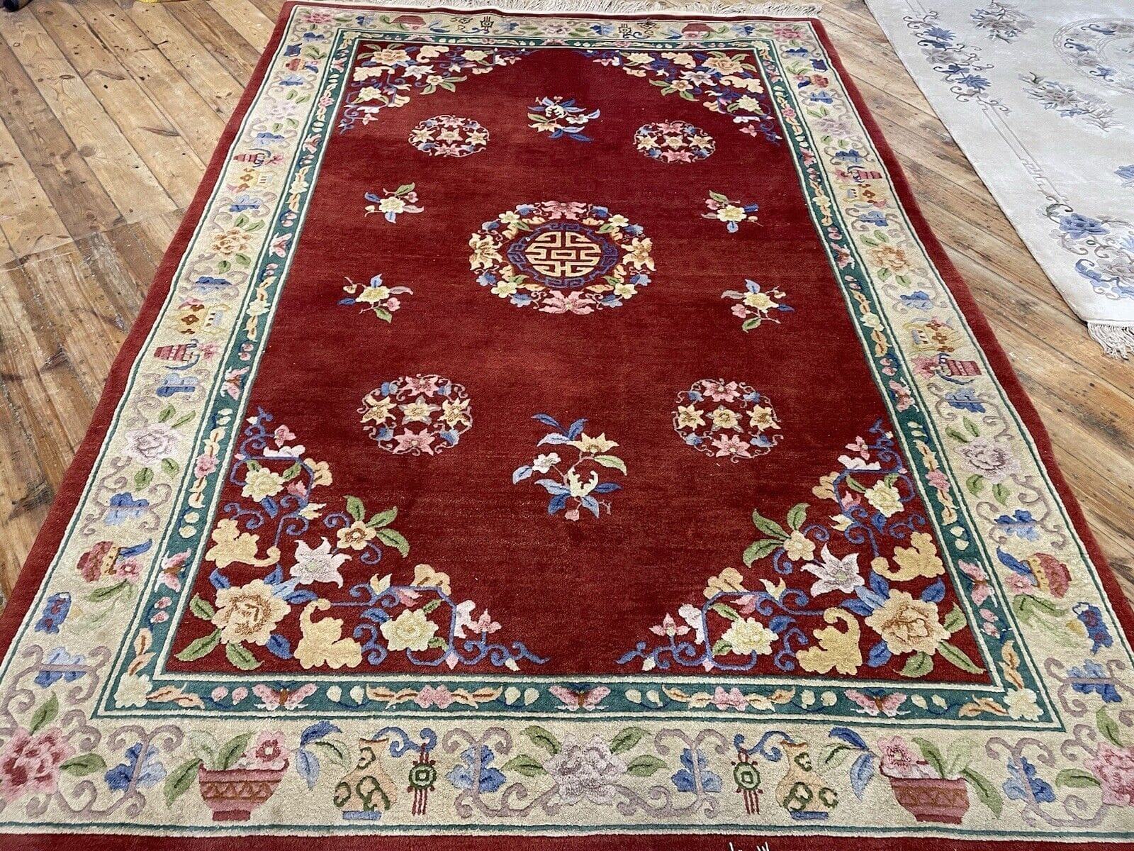 Handgeknüpfter Peking Teppich 285 x 185 cm mit 220.000 Knoten – Top Qualität aus 100% reiner Wolle, Royal Peking Muster in elegantem Blau – Perserteppich