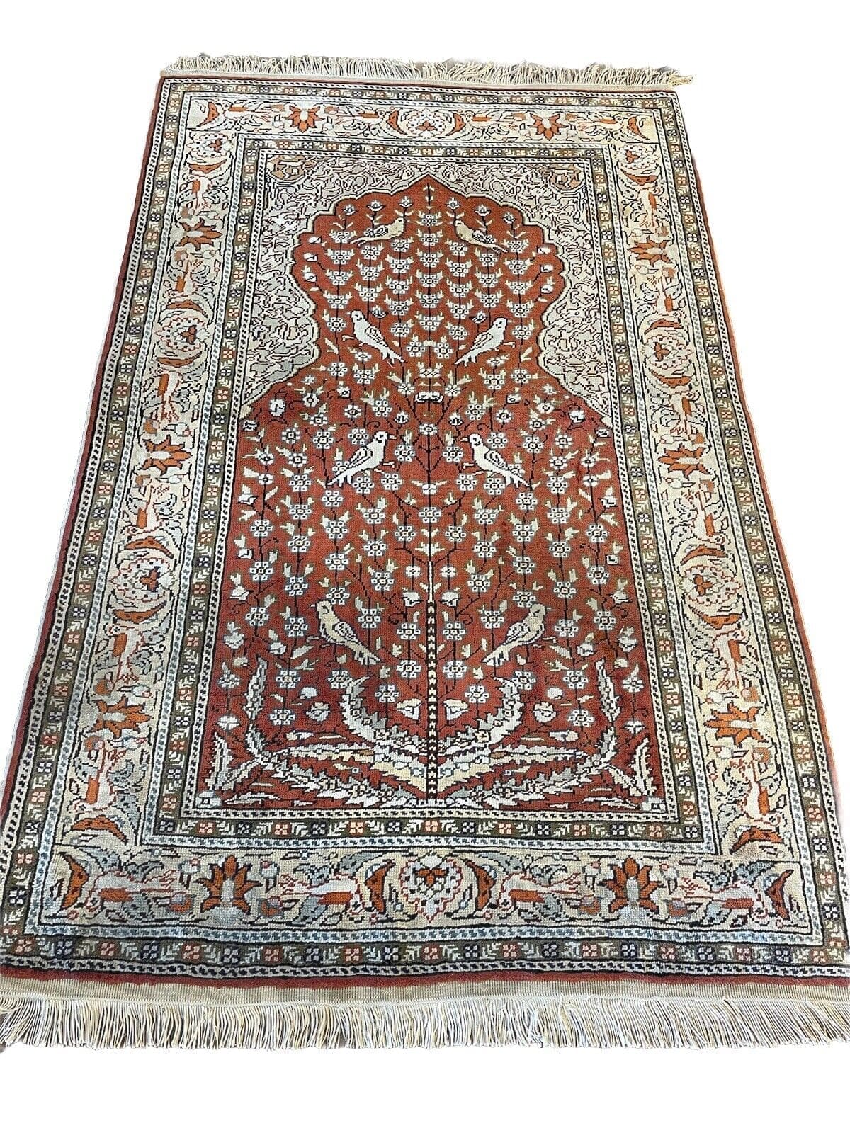 **Handgeknüpfter Perserteppich 147x87 cm – 250.000 Knoten – Reine Seide – Modernes Medaillon-Muster in Rosa – Top Qualität – Für Fußbodenheizung geeignet**