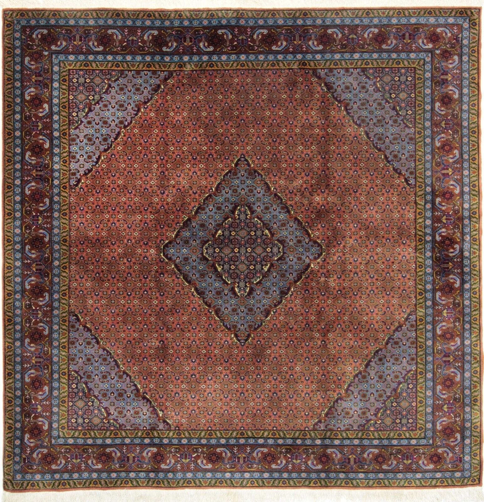 Handgeknüpfter Perserteppich Täbriz 40 Raj mit Seide 200 x 200 cm – Top Zustand, 100% Handarbeit, handgeknüpft