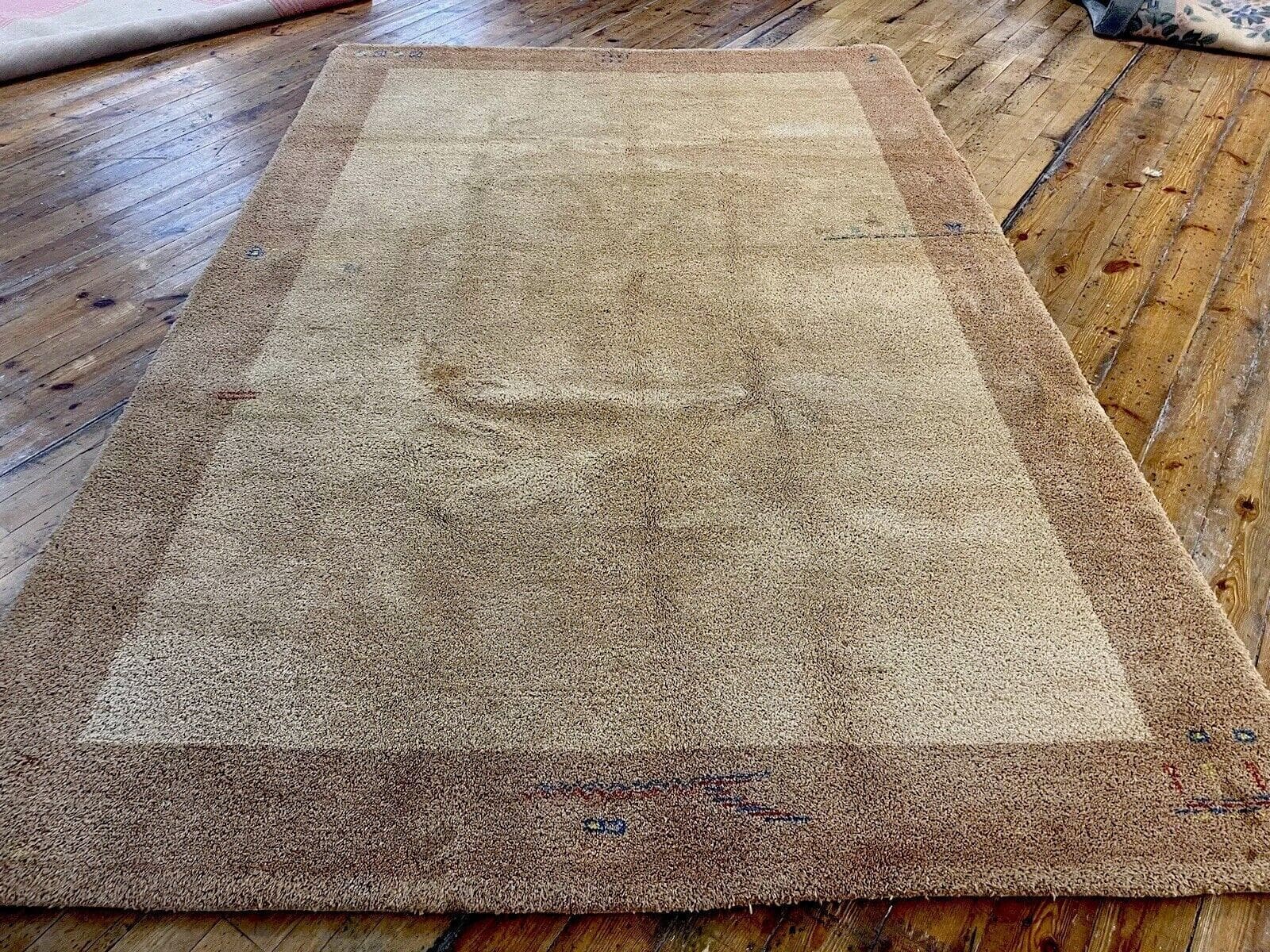 Klassischer Perserteppich Gabbeh 200x300 cm - Handgeknüpft, 100% Kaschmir, Beige/Gelb, Eignet sich für Fußbodenheizungen - Handgeknüpft, Perserteppich