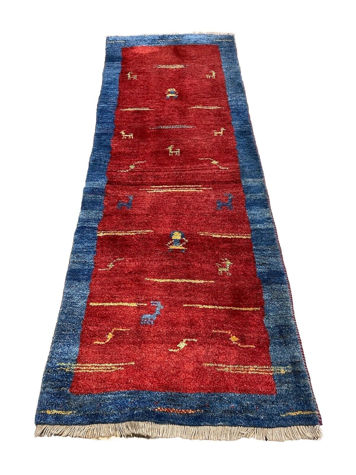 Lebendiger Gabbeh Teppich 240x84 cm – Hochflor aus reiner Schafwolle, handgeknüpft – Perserteppich Läufer