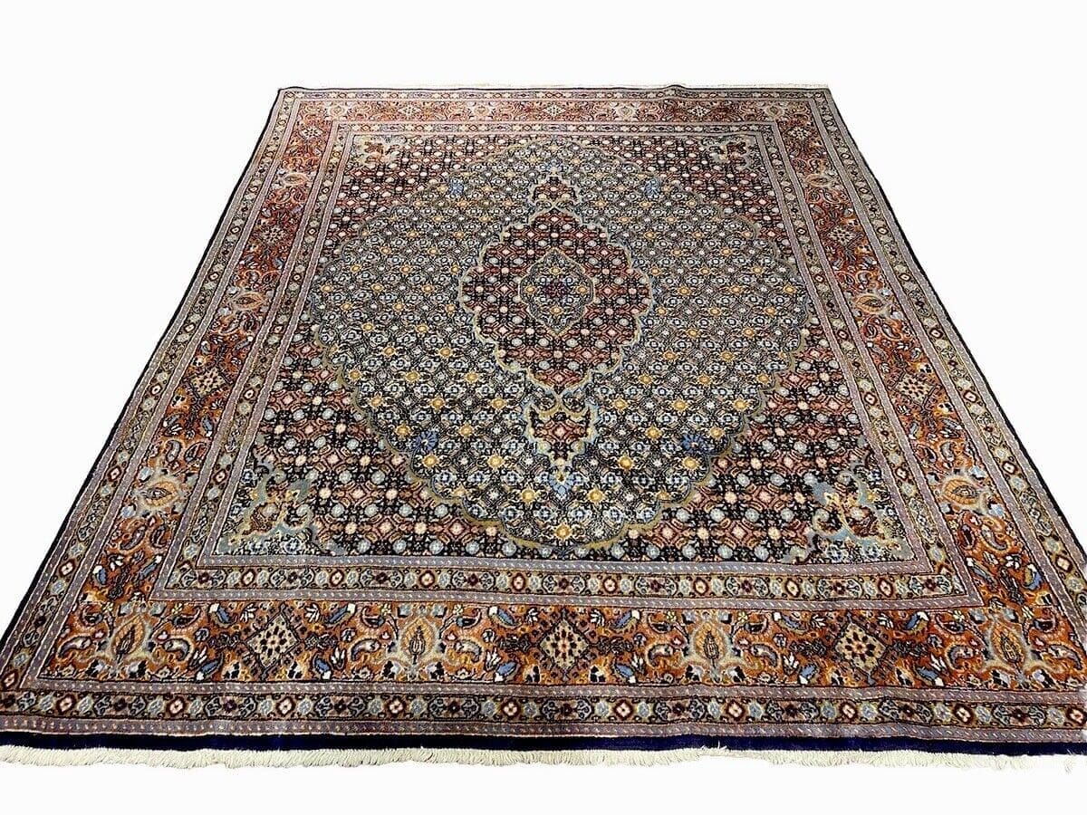 Moud Extrem Fein Mit Seide Perserteppich 240x190 cm - Orientalisches Herati-Design, 6mm Florhöhe, für Fußbodenheizung geeignet, handgeknüpft, Perserteppich