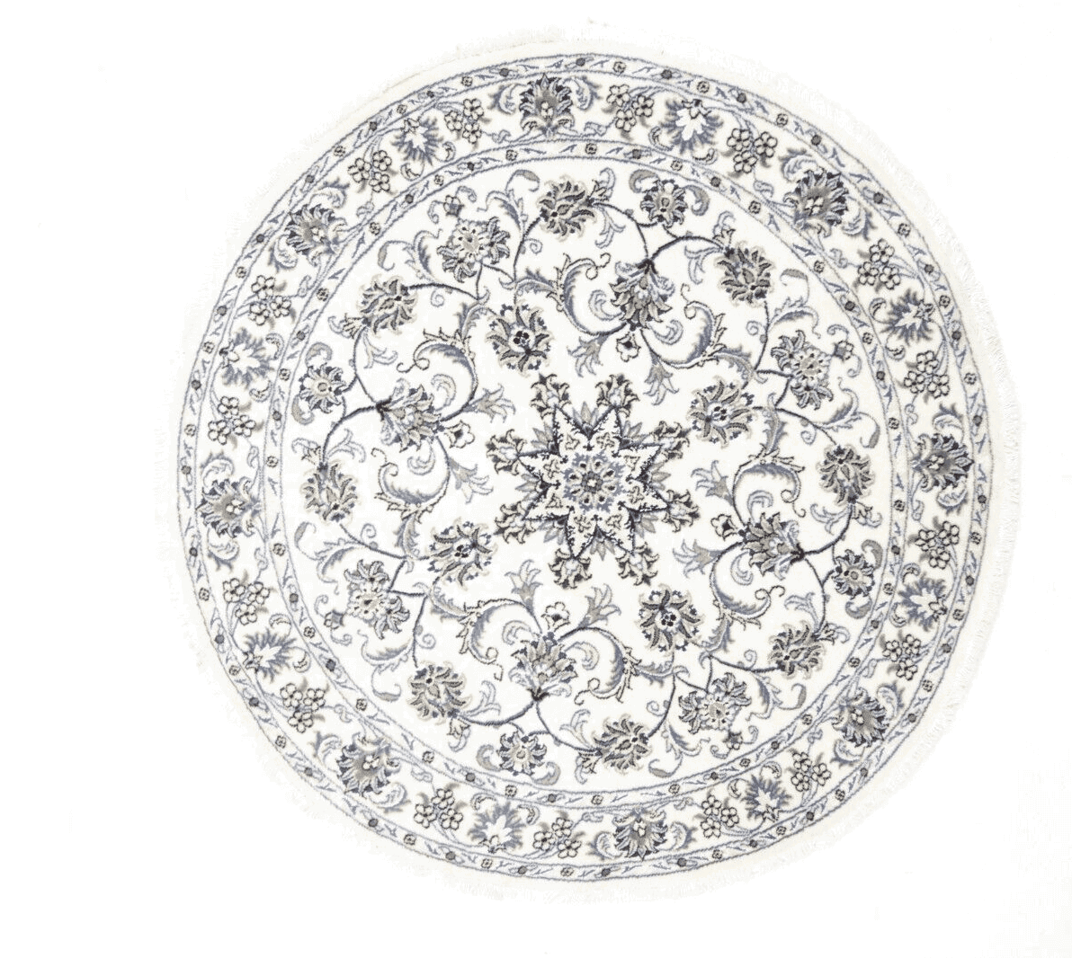 **Orientteppich Rund 150 x 150 cm, 300.000 Knoten/m², 90% Schurwolle & 10% Seide, sehr gut, handgeknüpft, Perserteppich**