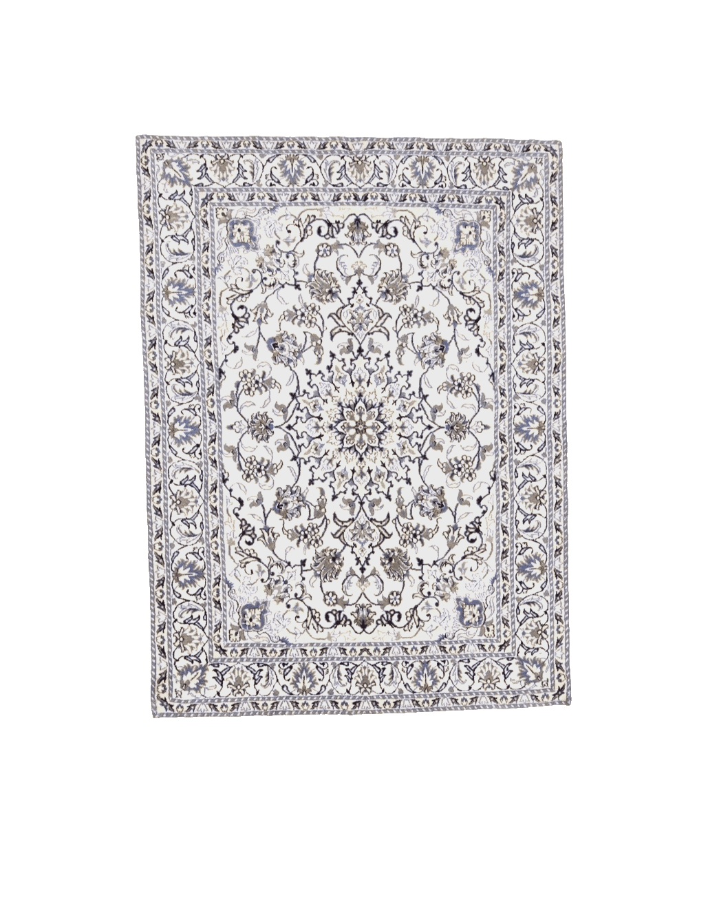 Orientteppich super Nain 196 x 145 CM, ca. 300.000 Knoten/m², 90% Schurwolle & 10% Seide, Top Neu, handgeknüpft, Perserteppich