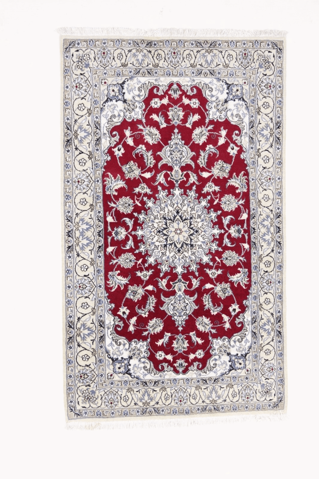 Orientteppich super Nain 203 x 145 cm, ca. 300000 Knoten/m², 90 % Schurwolle & 10 % Seide, sehr gut, handgeknüpft, Perserteppich