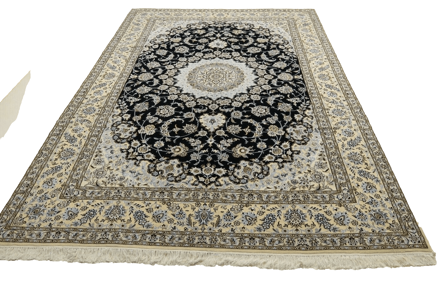 Orientteppich Super Nain 9 La (356 x 248 cm) – ca. 500.000 Knoten/m² – 90% Schurwolle, 10% Seide – Neu – handgeknüpft – Perserteppich