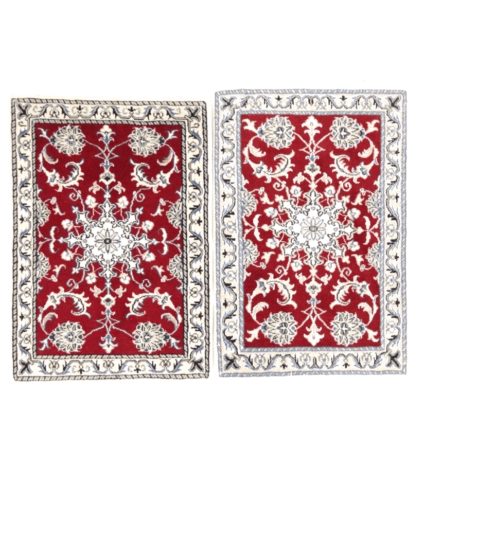 Orientteppich Super Nain 90 x 60 cm - Ca. 300000 Knoten/m² - 90% Schurwolle, 10% Seide - Handgeknüpft, Perserteppich