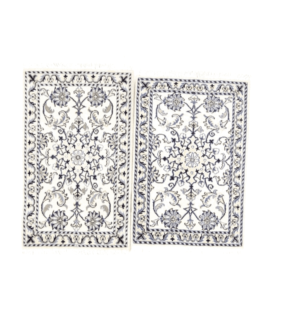 **Orientteppich Super Nain 90x60 cm - 300.000 Knoten/m², 90% Schurwolle, 10% Seide, Handgeknüpft, Perserteppich**