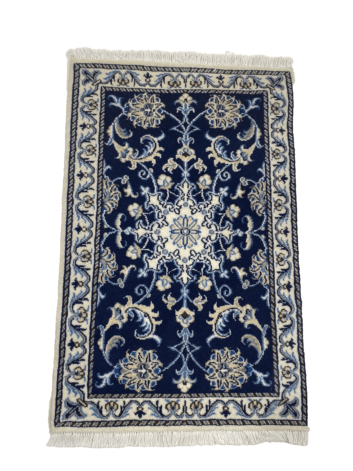 Orientteppich Super Nain 90x60 cm – 300.000 Knoten/m² – 90% Schurwolle, 10% Seide, handgeknüpft, Perserteppich