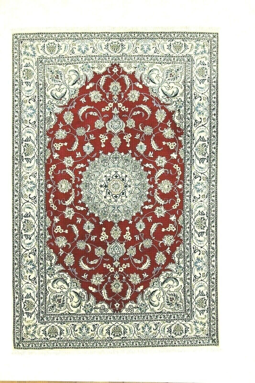 Orientteppich Super Nain mit Seide 297 x 200 CM, ca. 300.000 Knoten/m², 90% Schurwolle, 10% Seide, handgeknüpft, Perserteppich