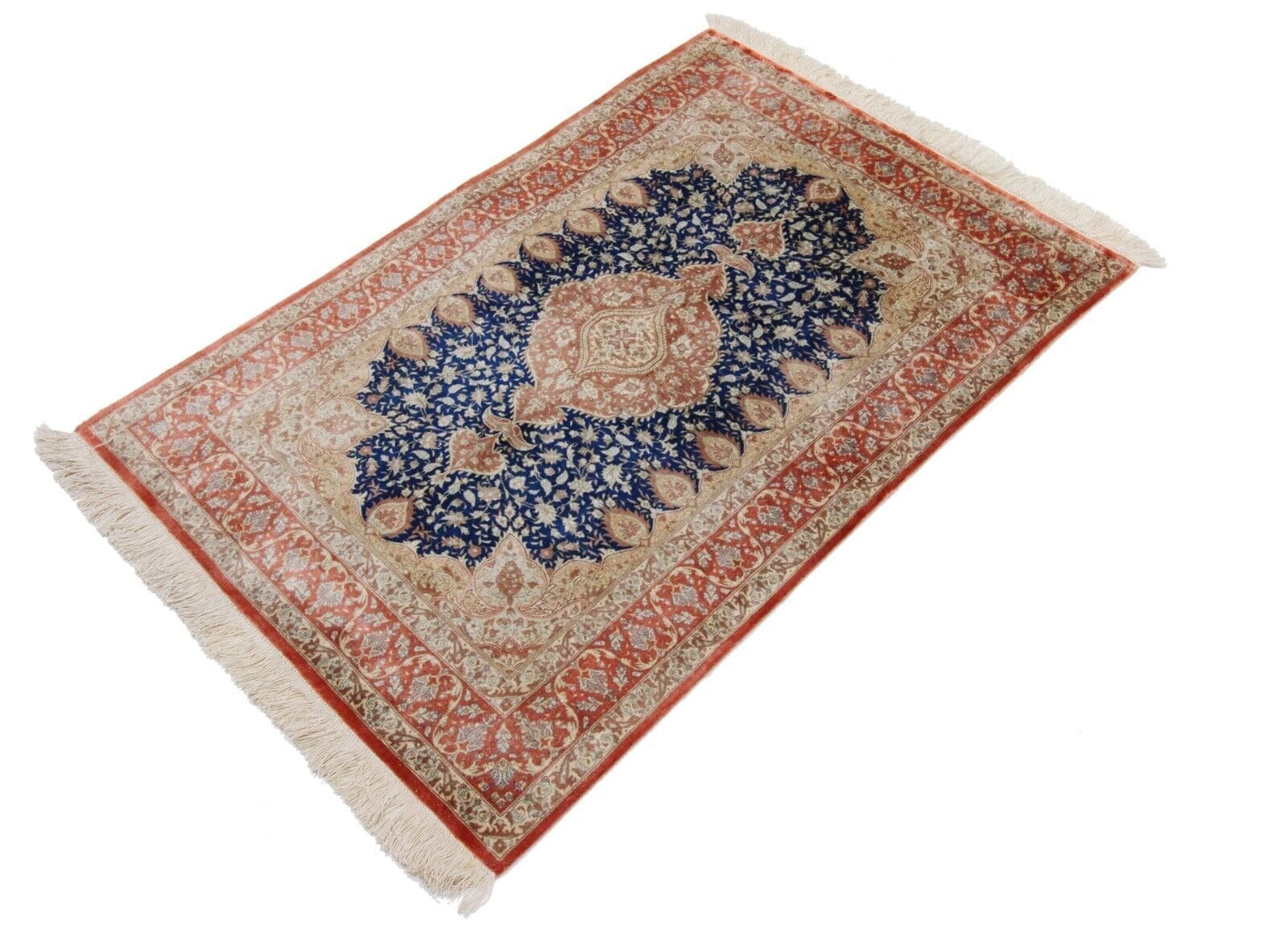 Original Handgeknüpfter Perserteppich Ghom, Qom - Reine Seide 115 cm x 78 cm - Hochwertige Handarbeit, 100% Handgeknüpft