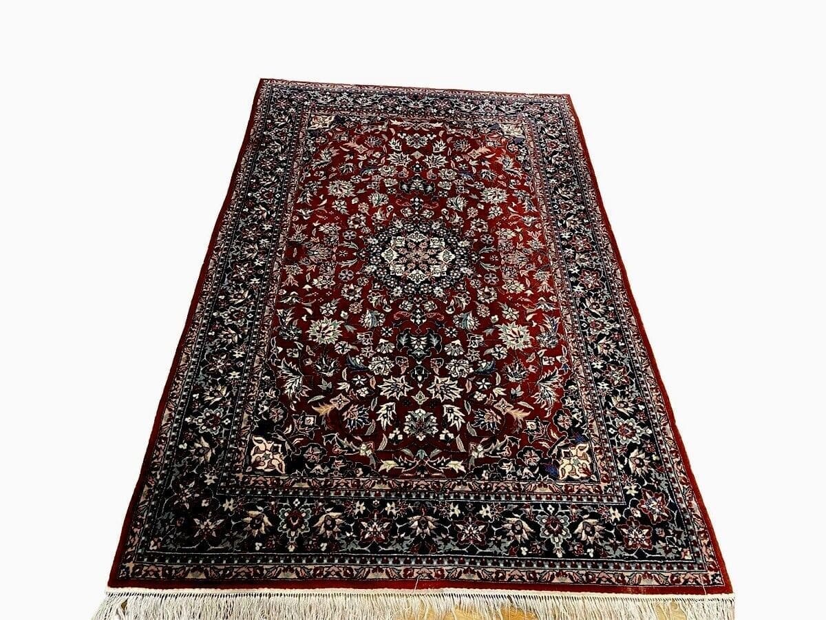 Original Kaschmir Seiden Teppich 180x120 cm, 320.000 Knoten/m², Himmelsdarstellung in Beige, handgeknüpft, Perserteppich