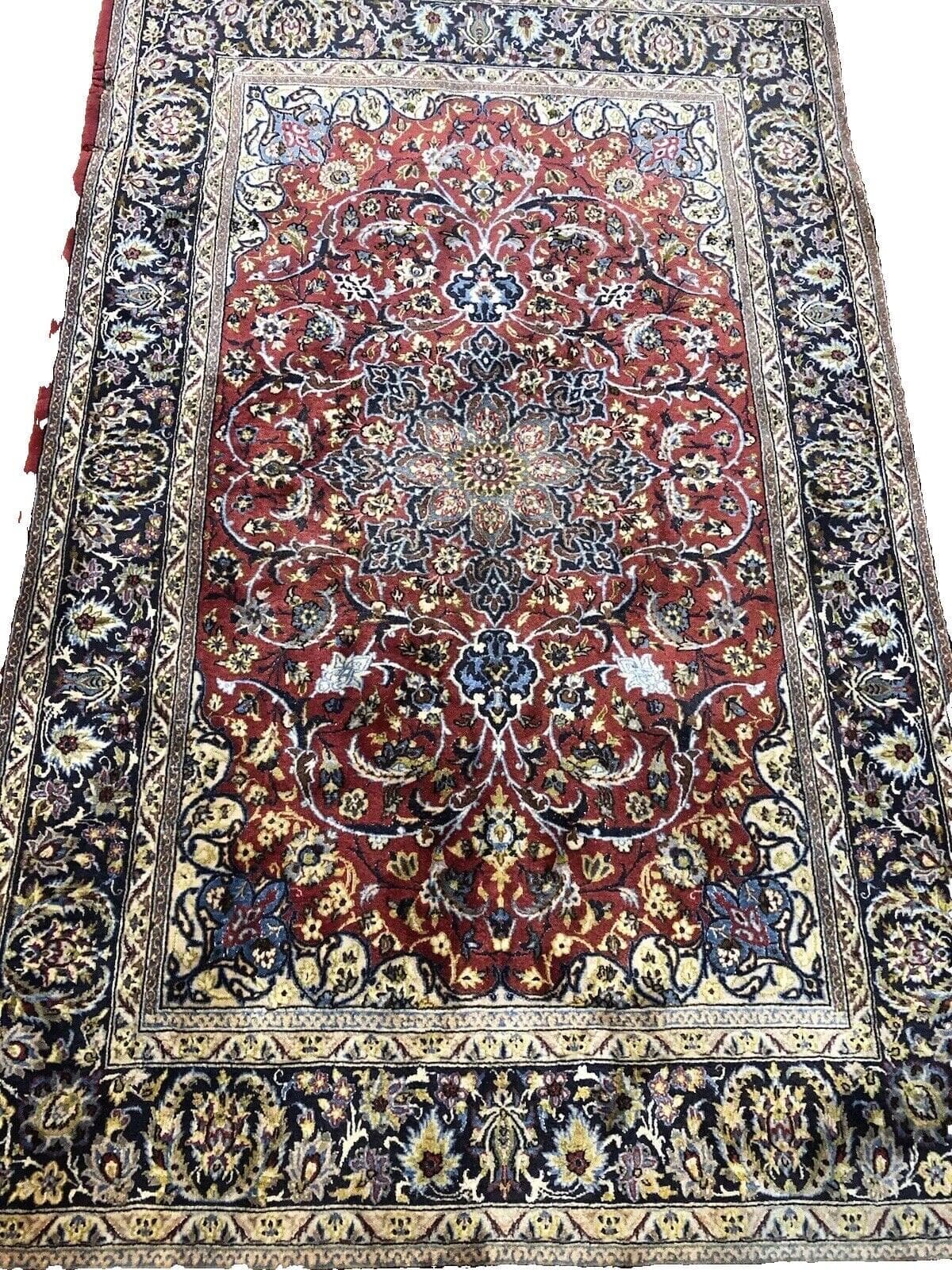 Original Perserteppich 150 x 90 cm, 700.000 Knoten, Alt Rot, sehr feine Handarbeit, für Fußbodenheizung geeignet – handgeknüpft, Perserteppich