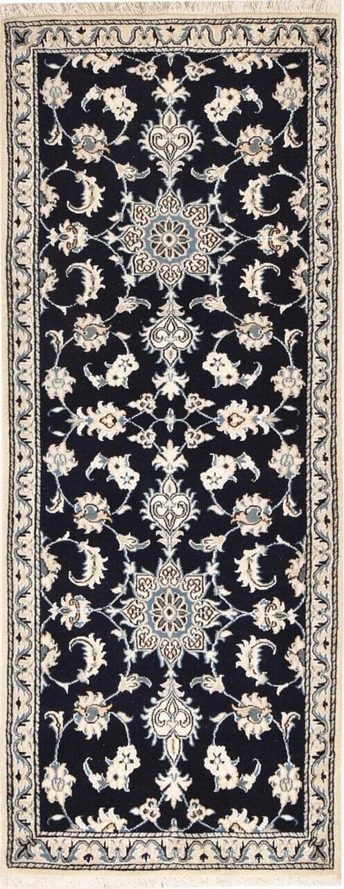 (Verkauft) Original Perserteppich Nain Kashmari 196 cm x 87 cm - Top Zustand, 100% handgeknüpft, Perserteppich Läufer