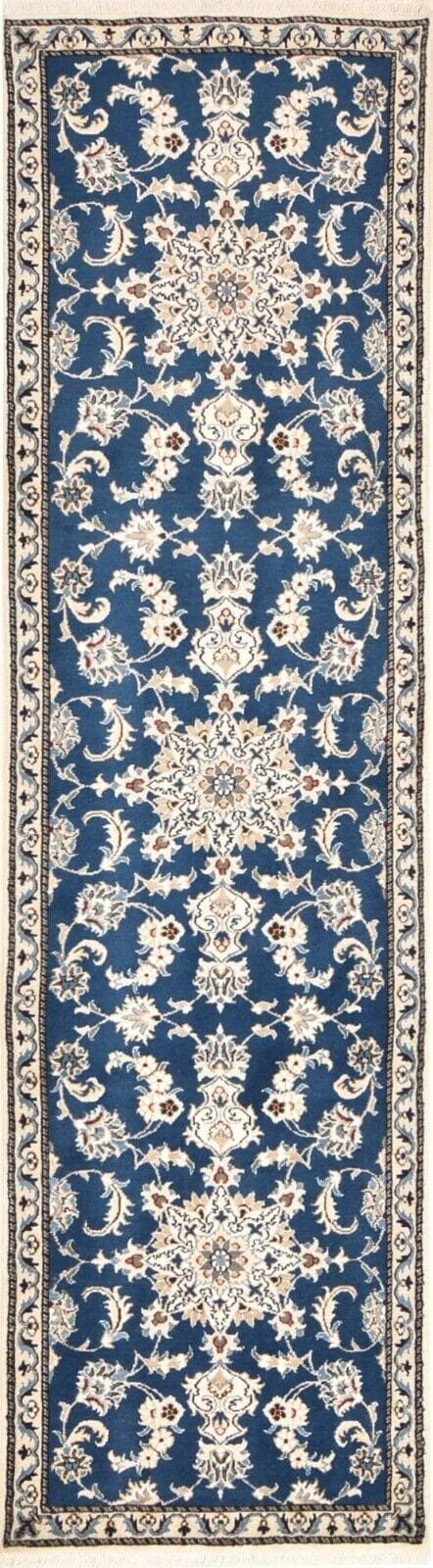 (Verkauft) Original Perserteppich Nain Kashmari, 288 cm x 78 cm, Top Zustand, 100% handgeknüpft, Perserteppich Läufer