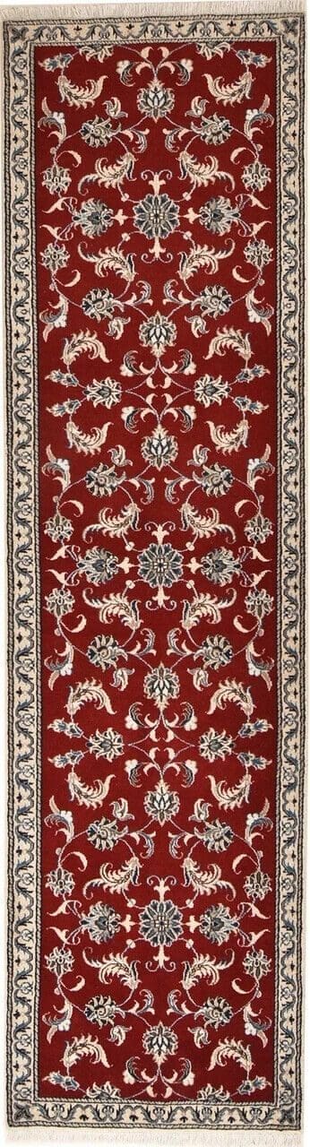 (Verkauft) Original Perserteppich Nain Kashmari 290 cm x 80 cm, Top Zustand, 100% handgeknüpft, elegantes Design - Perserteppich Läufer