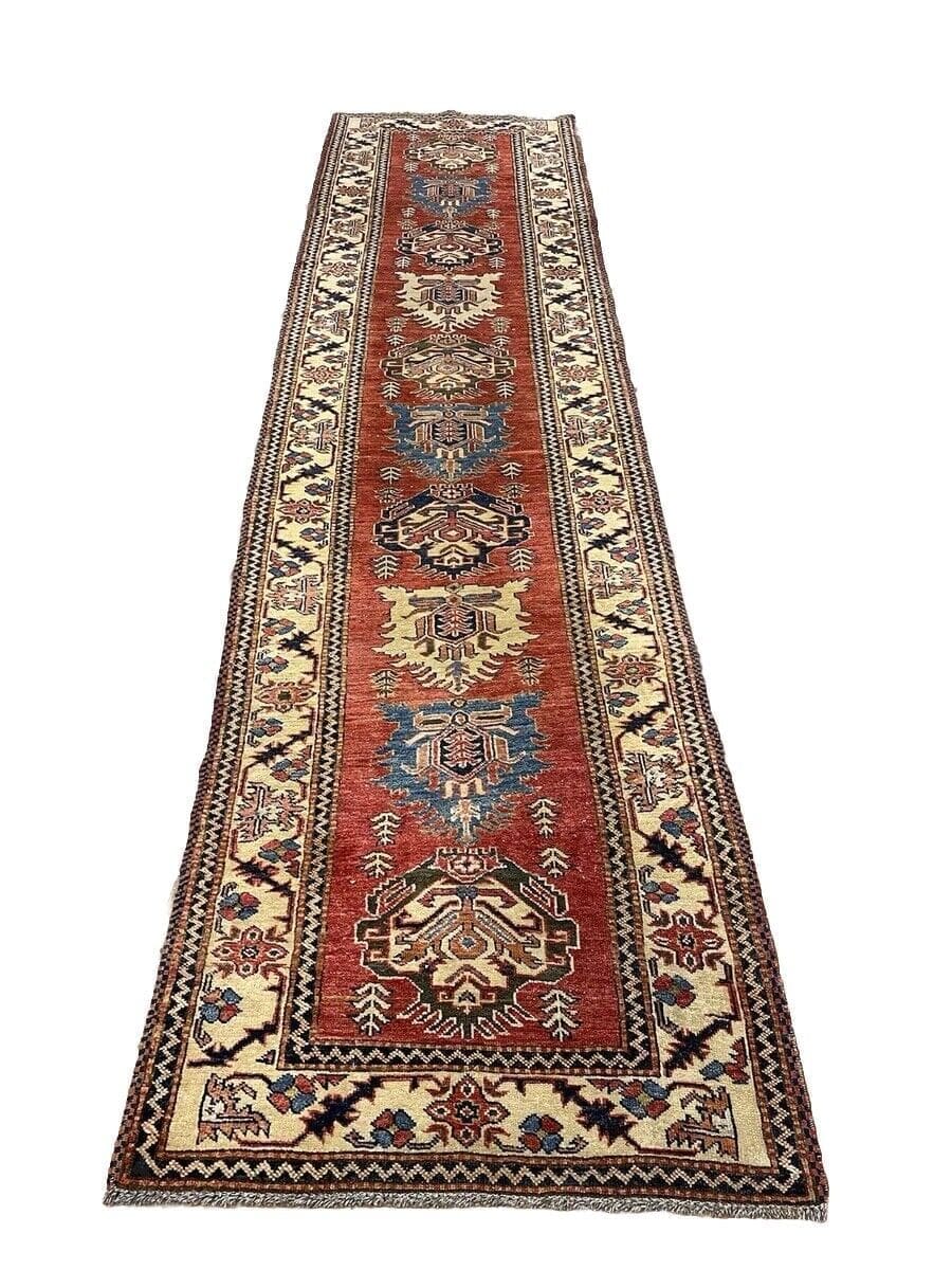 Original Ziegler Handgeknüpft Perserteppich 335x85 cm - Super feine Qualität in Rot, sehr gut erhalten, 100% handgeknüpft aus Pakistan, handgeknüpft, Perserteppich Läufer