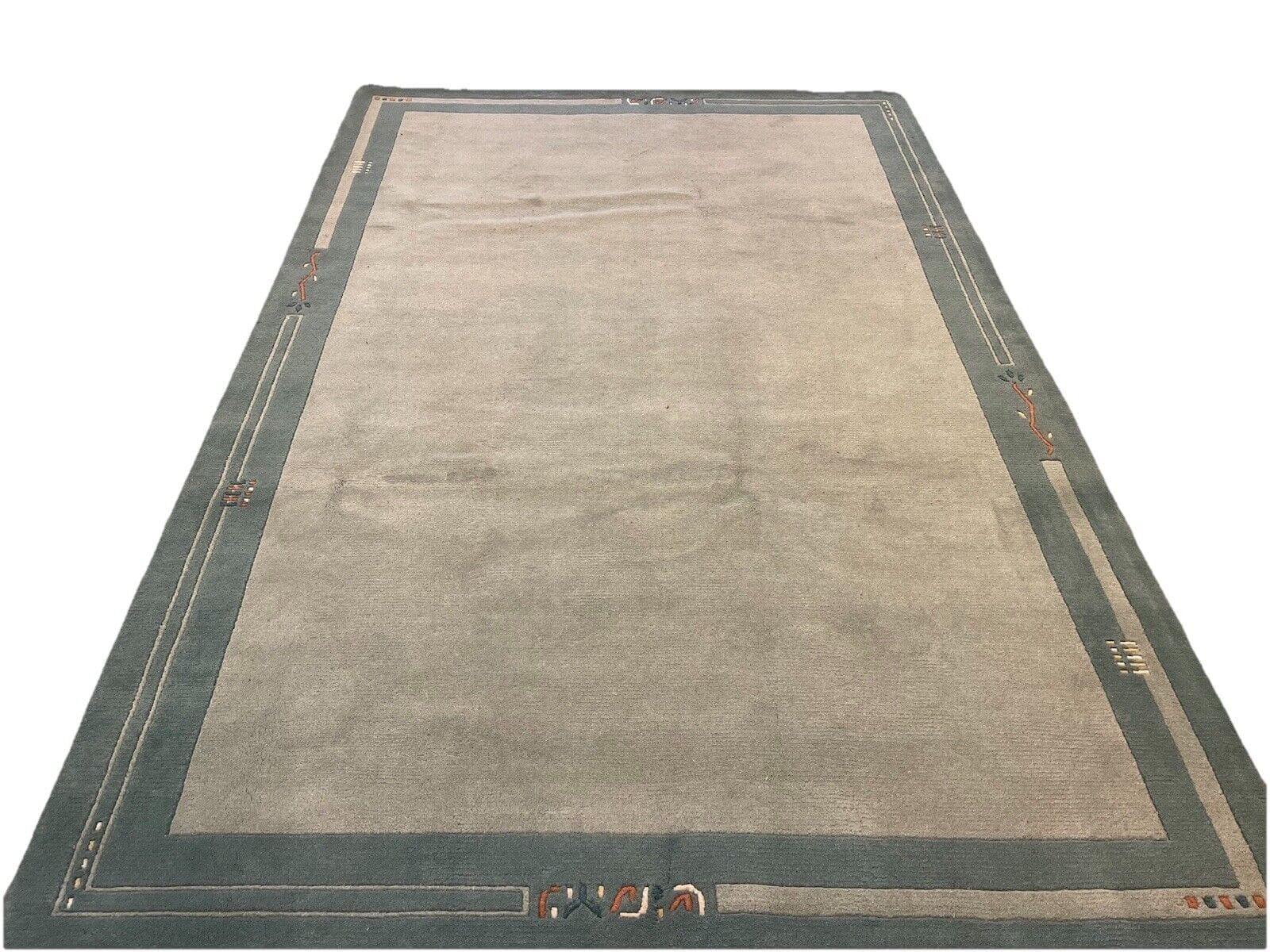 Pastell Grüner Perserteppich 300x200 cm - 100% Handgeknüpft, Nach Original Nepal Naturwolle, Flor aus Naturfarbe Beige Rosa, Top Qualität - Handgeknüpft Perserteppich