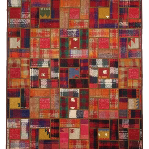 Patchwork-Kelim 246 x 173 cm – Einzigartiges Kunstwerk aus alten Kelim-Stücken, rutschfestes Vlies, handgeknüpft, Perserteppich