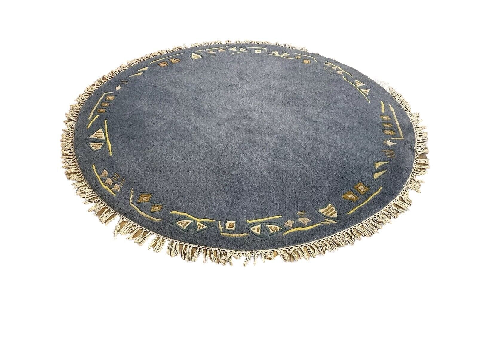 Perserteppich 200 cm Rund – Super Nepal aus reiner nepalesischer Schurwolle, hellblau, klassisches China-Design, handgeknüpft