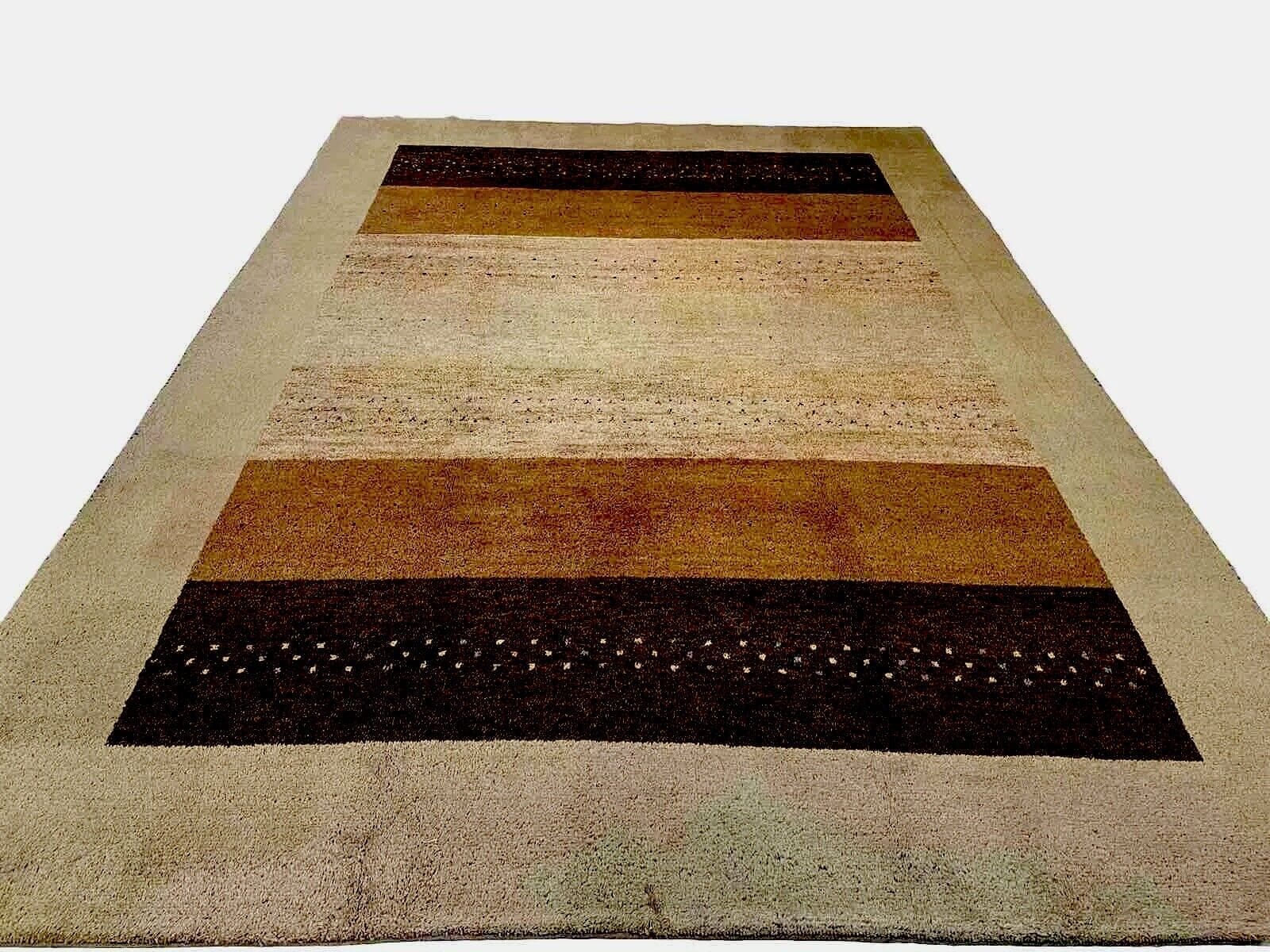 Perserteppich 250 x 350 cm - Handgesponnen, Florhöhe 16 mm, modernes Design in warmen Farben, geeignet für Fußbodenheizung, handgeknüpft