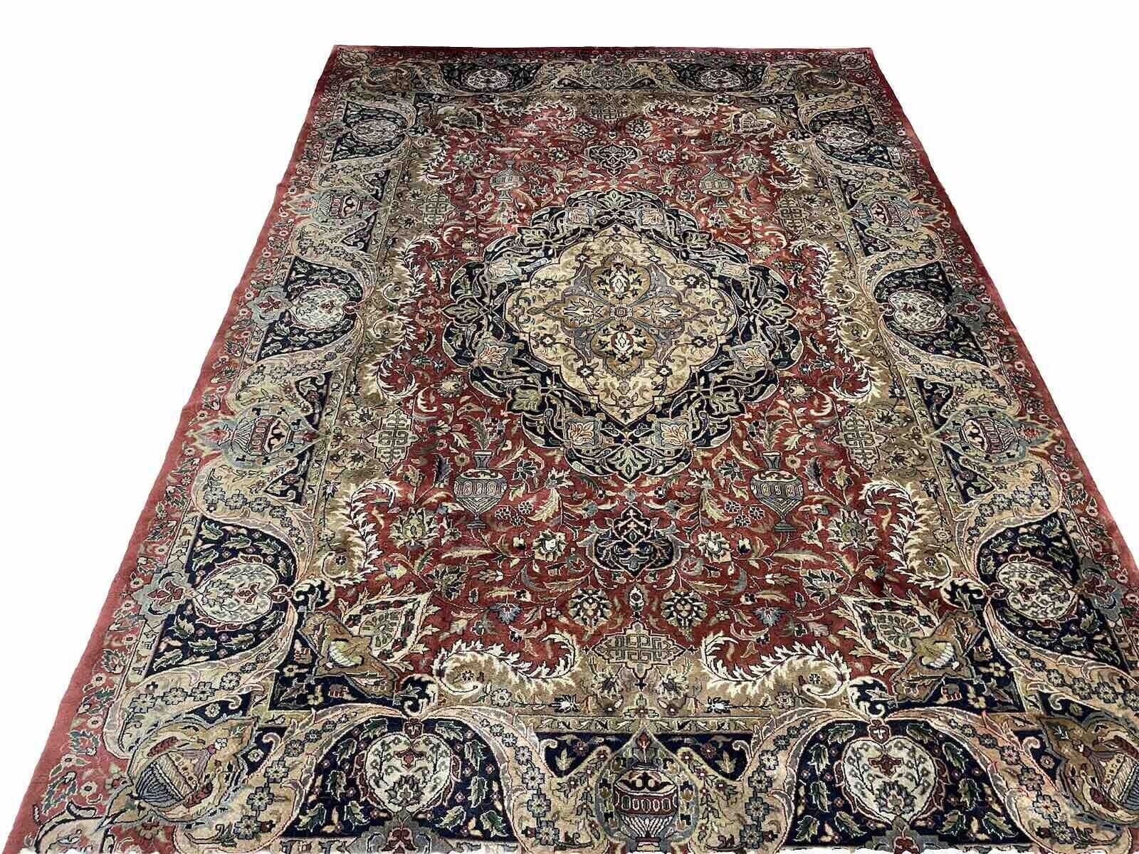 Perserteppich 250x350 cm - Vasen Muster in Rost Braun - Hochwertige Wolle, Fußbodenheizung geeignet - handgeknüpft