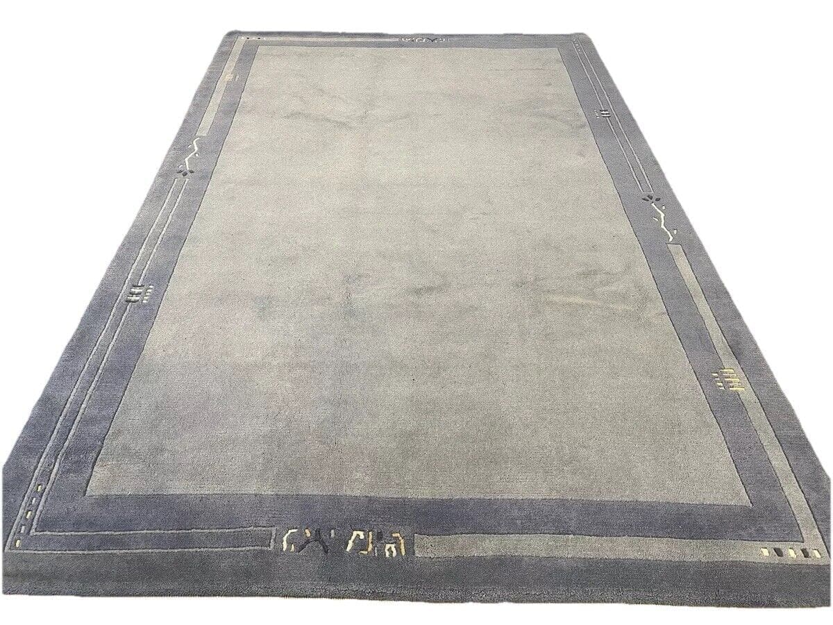 (Verkauft) Perserteppich 300x200 cm - Handgeknüpft aus Nepal, 100% Naturwolle, Pastell Grün Blau, hohe Qualität, Flor in Beige Rosa, handgeknüpft