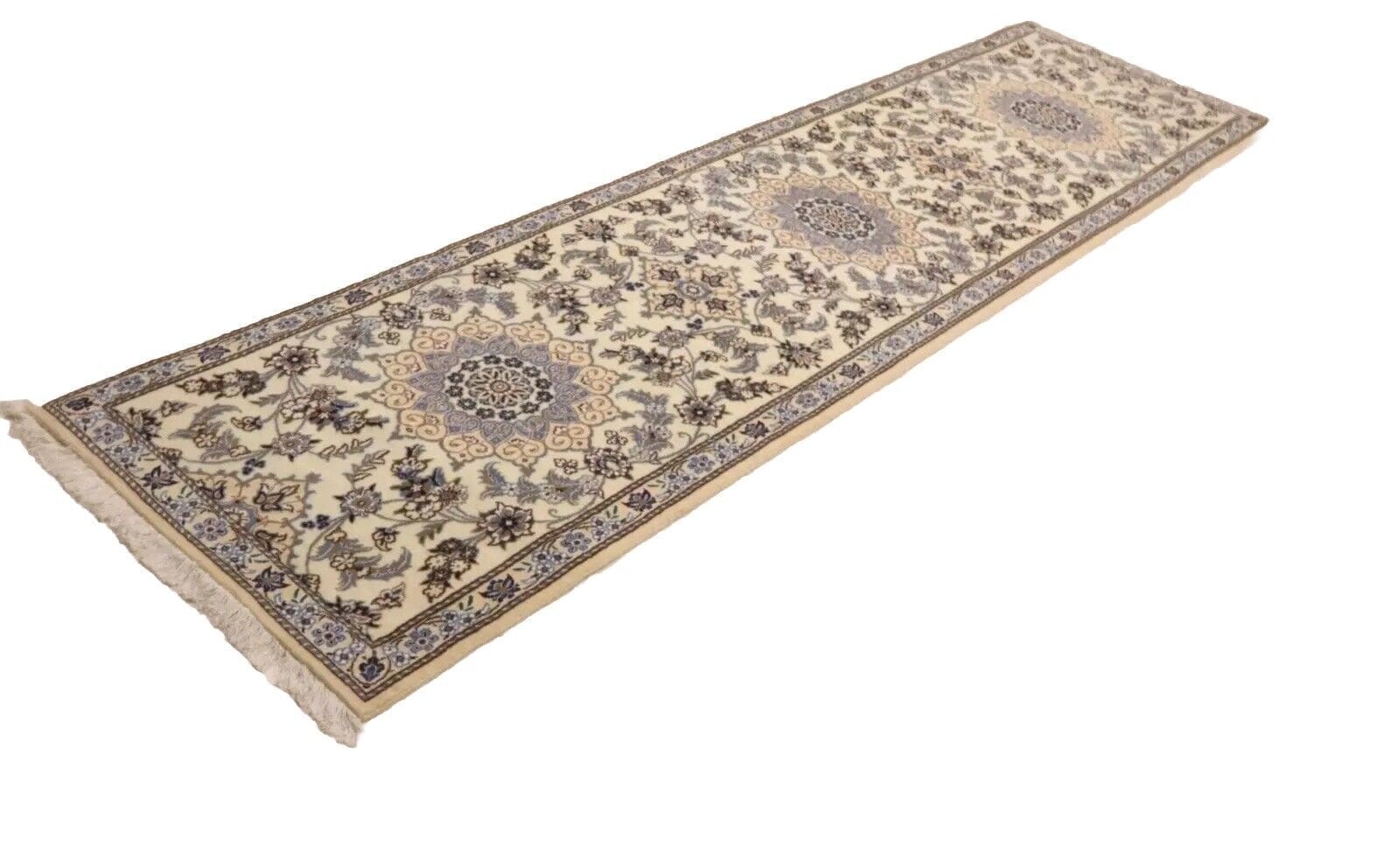 Perserteppich 310 x 80 cm, 500.000 Knoten/m², aus 90 % Schurwolle und 10 % Seide, Neu, Unikat, handgeknüpft Läufer