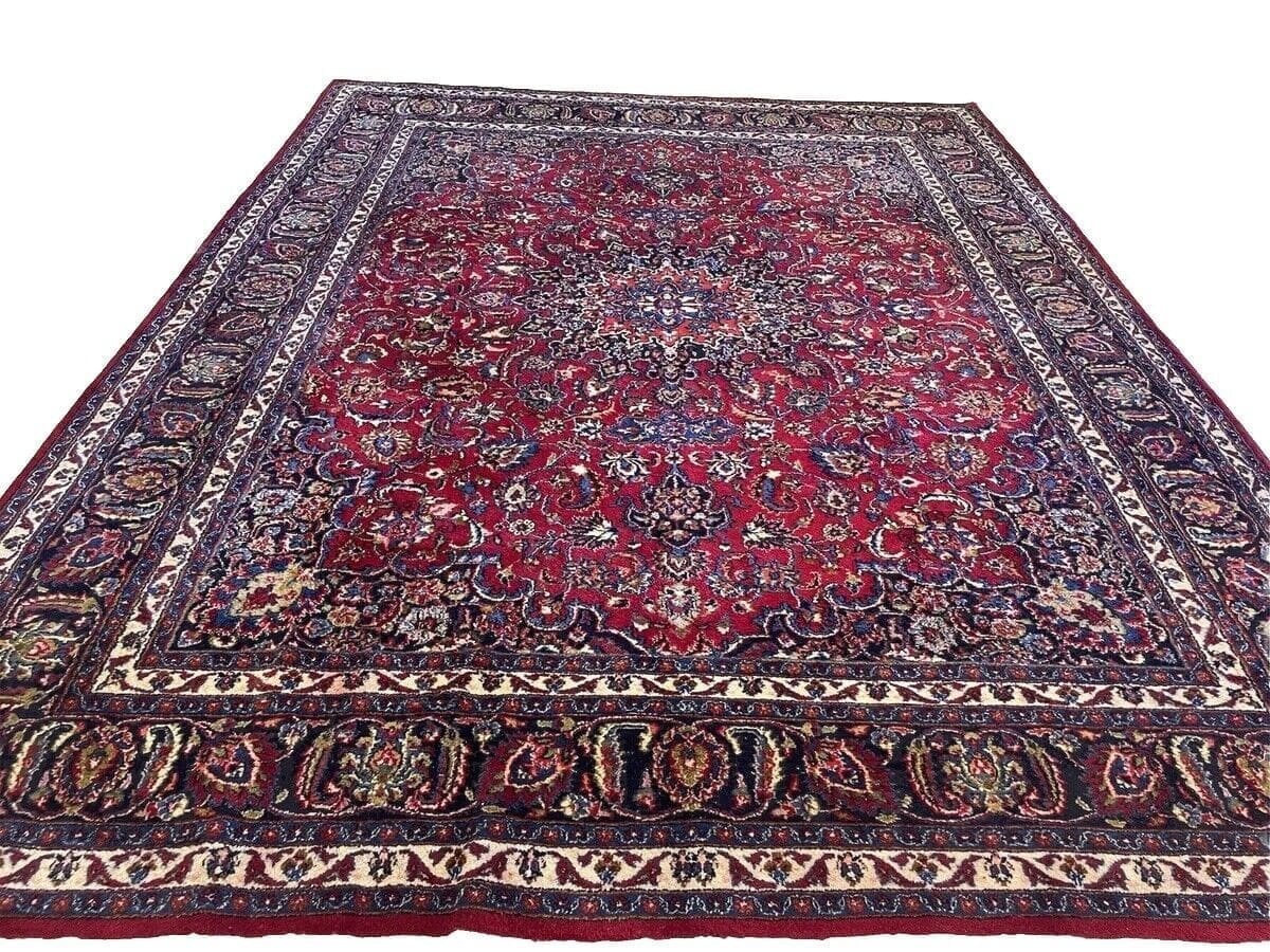 Perserteppich 387x300 cm - Blumen Paradis Design, 100% Korkwolle, geeignet für Fußbodenheizungen, handgeknüpft