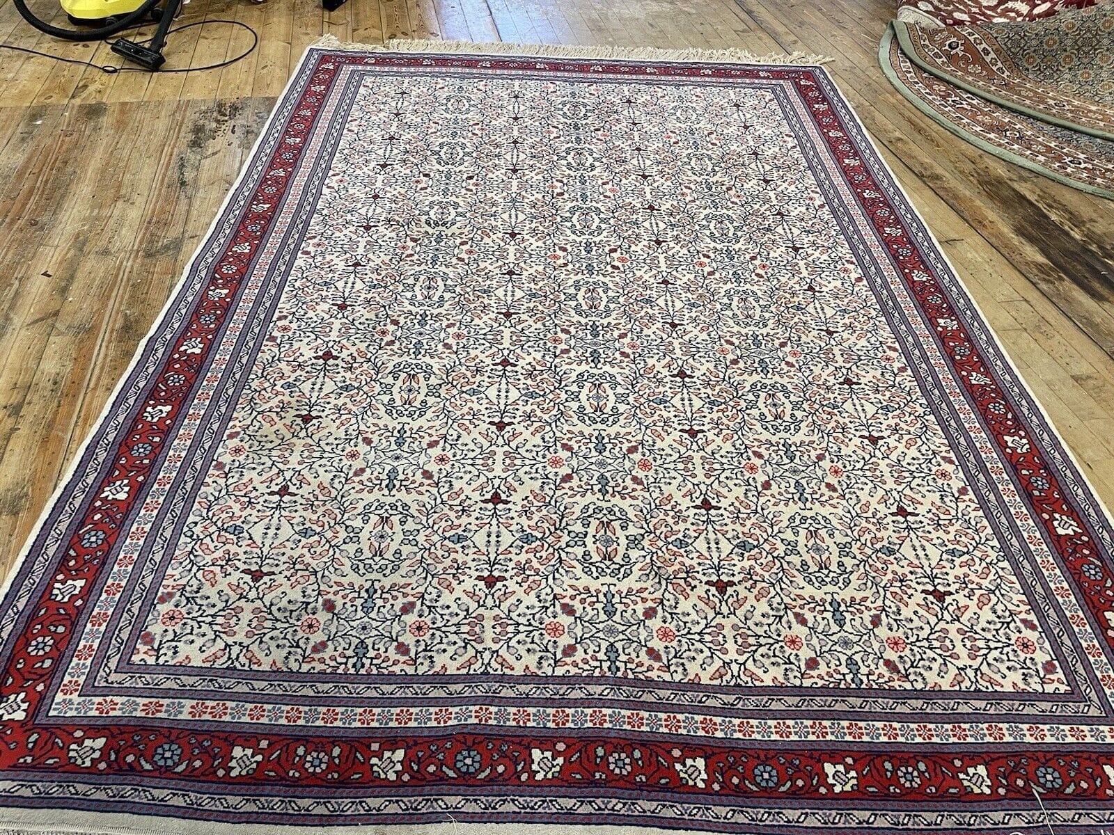 新品 イラン産 ペルシャ絨毯 ブルー 花柄 匿名配送