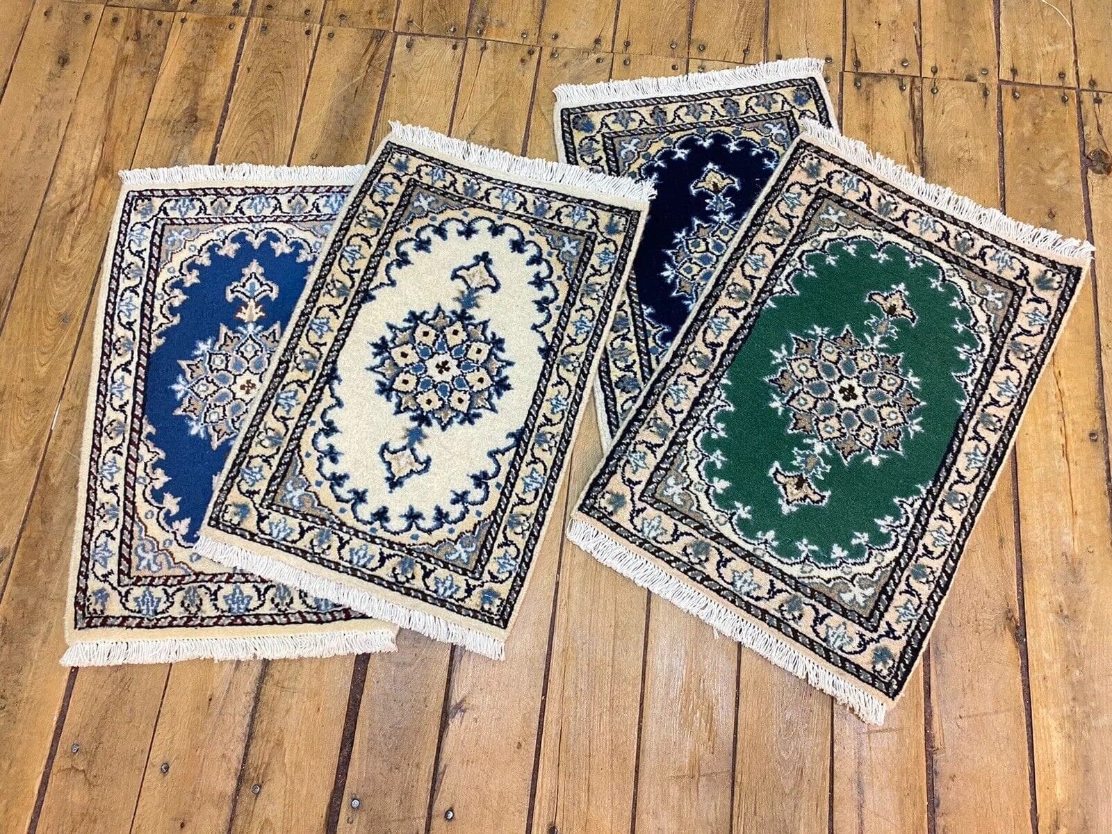 4 Stück Perserteppich Nain 60 x 40 CM - 300.000 Knoten/m² - 100% Schurwolle, handgeknüpft