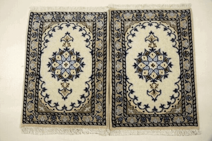 Perserteppich Nain 60 x 40 cm - 300.000 Knoten/m² - 95% Schurwolle, 5% Seide, handgeknüpft