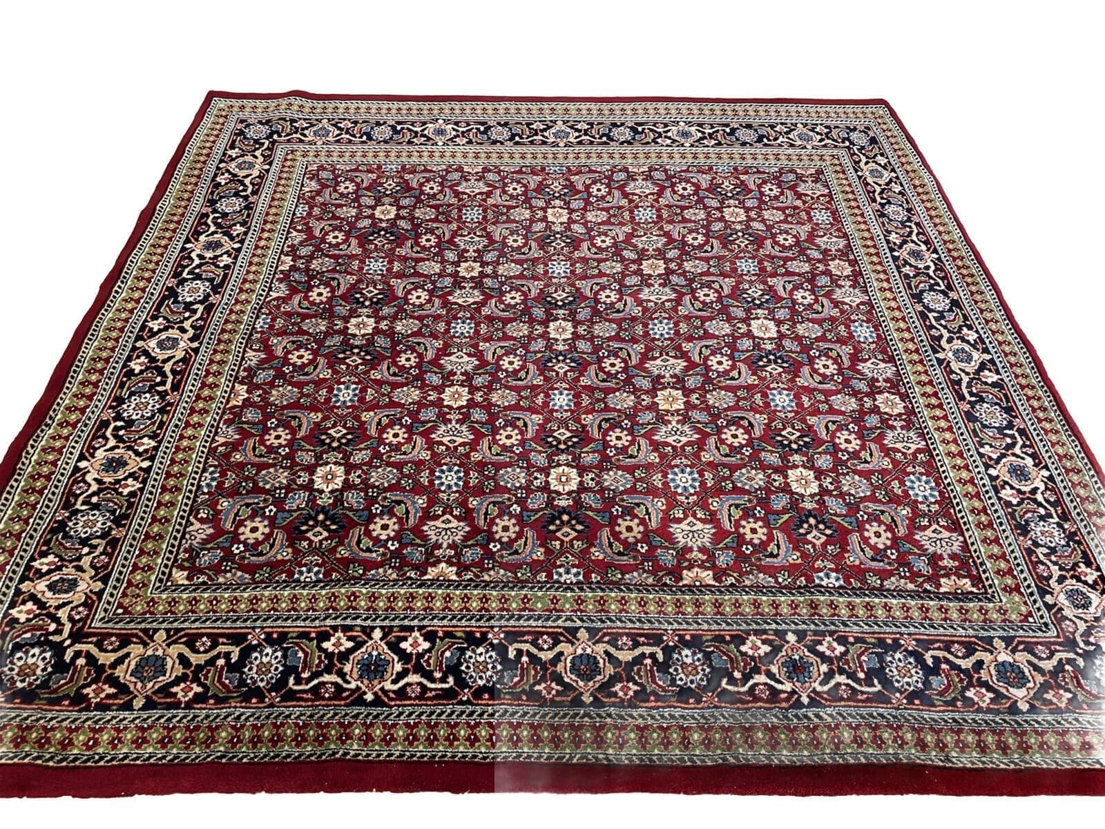 **Quadratischer Perserteppich Kaschmir 200x200 cm – Hochflor ca. 1 cm, hell rotes Feld mit heller Bordüre, sehr feiner und qualitativ hochwertiger Teppich, 100% handgeknüpft**
