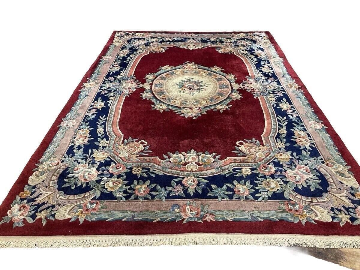 Royal Peking Antik Abusson Teppich 315x215 cm - Hochflor Rot, Top Qualität, 100% handgeknüpft, Perserteppich