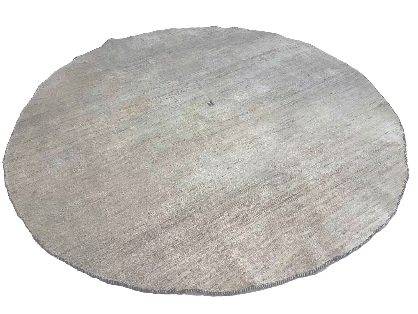 Runder Perserteppich 230 cm – Handgesponnen aus reiner Naturwolle, für Fußbodenheizungen geeignet, edles Natur-Weiß, handgeknüpft, Perserteppich