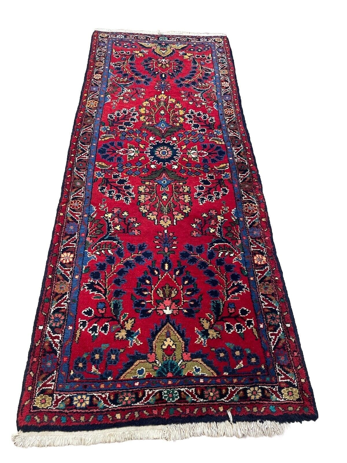 Top Qualität Sarough Alt Rot Perserteppich 220x85 cm – 100% Wolle, Zertifikat, Handgeknüpft Läufer