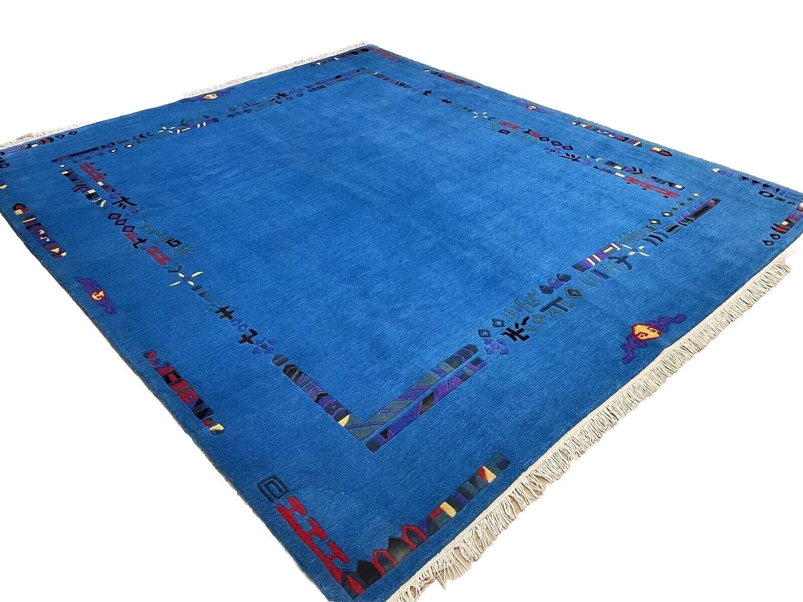 Türkisfarbener Perserteppich 305/245 cm - 20mm Hochflor, Allergikerfreundlich, Rutschsicher, Pflegeleicht, Handgeknüpft