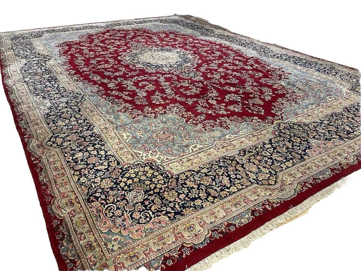 Übermaß 28Qm Traumhaft Perserteppich Kerman 640x440 cm – Top Qualität, Pflanzenfarbe in Hell Rost, Baumwollkette, Super Zustand – handgeknüpft Perserteppich