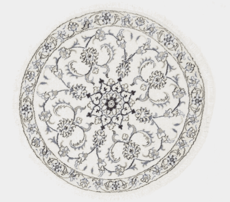 Wunderschöner Orientteppich 100 x 100 CM, Knotenzahl: ca. 300000/m2, 90% Schurwolle, 10% Seide, handgeknüpft, Perserteppich