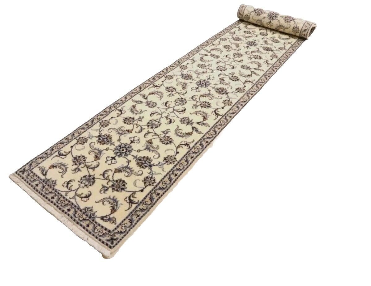 Wunderschöner Orientteppich 380 x 80 CM mit ca. 300.000 Knoten/m² – Top Neu, 90% Schurwolle & 10% Seide, handgeknüpft, Perserteppich