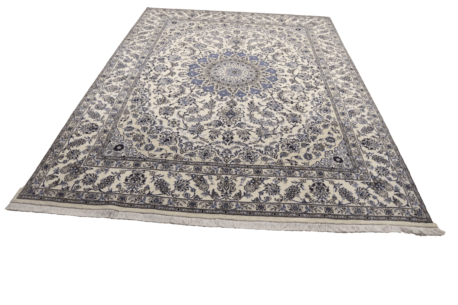 Wunderschöner Orientteppich 390 x 293 cm - 300.000 Knoten/m², 90% Schurwolle, 10% Seide, Handgeknüpft, Perserteppich