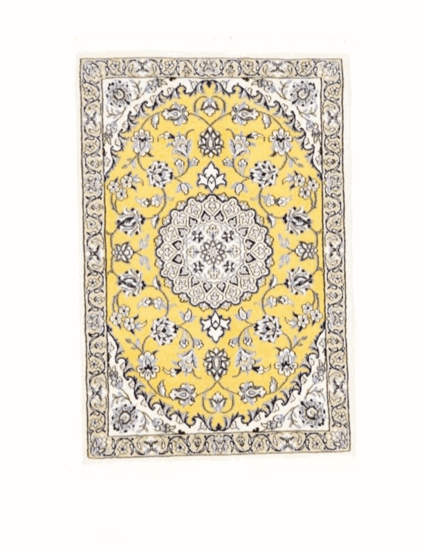 Wunderschöner Orientteppich 90 x 60 cm - 500.000 Knoten/m² - 90% Schurwolle, 10% Seide, handgeknüpft, Perserteppich