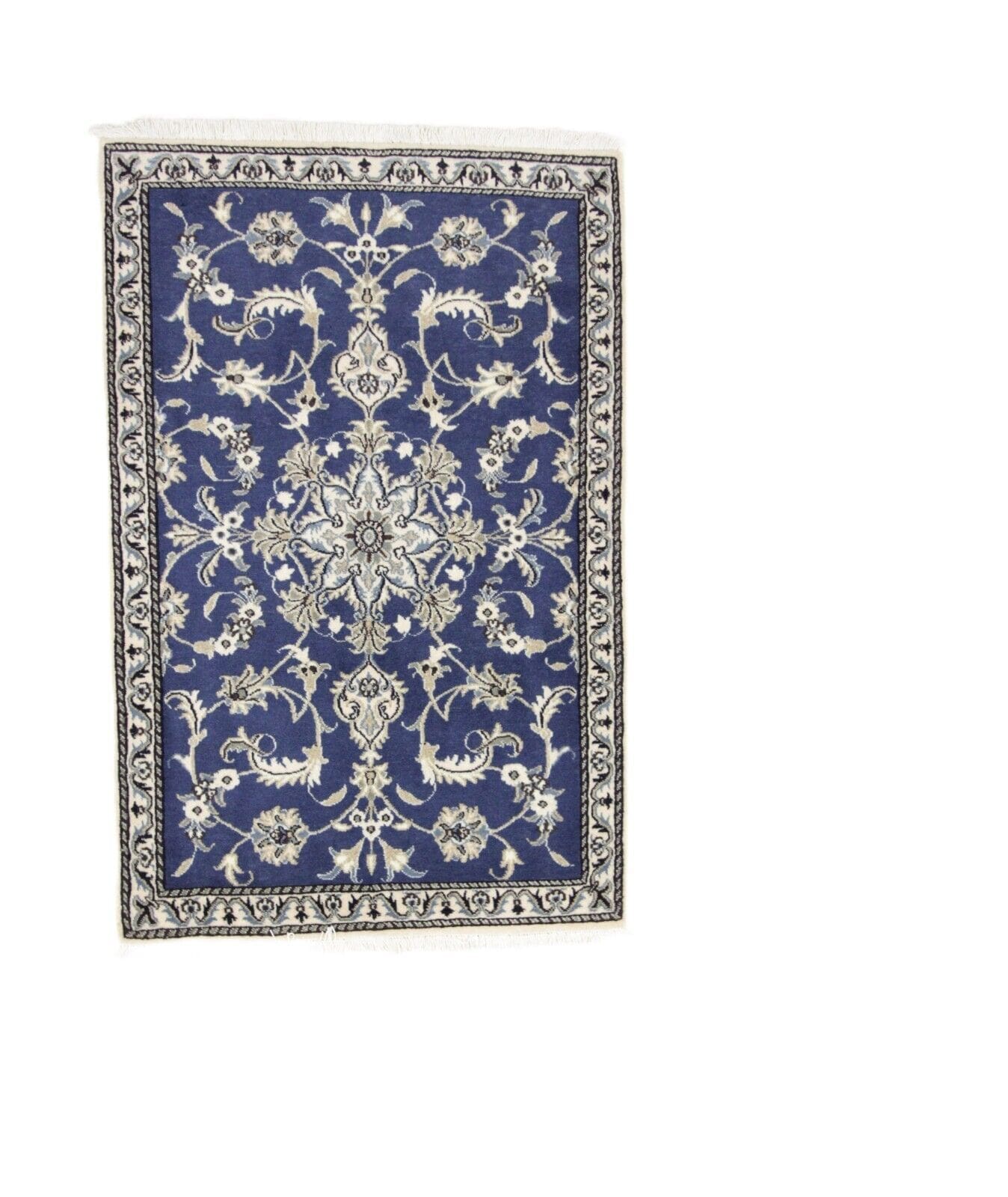 Wunderschöner Orientteppich Nain 135 x 89 CM, ca. 300.000 Knoten/m², 90% Schurwolle & 10% Seide, Top Qualität, handgeknüpft, Perserteppich