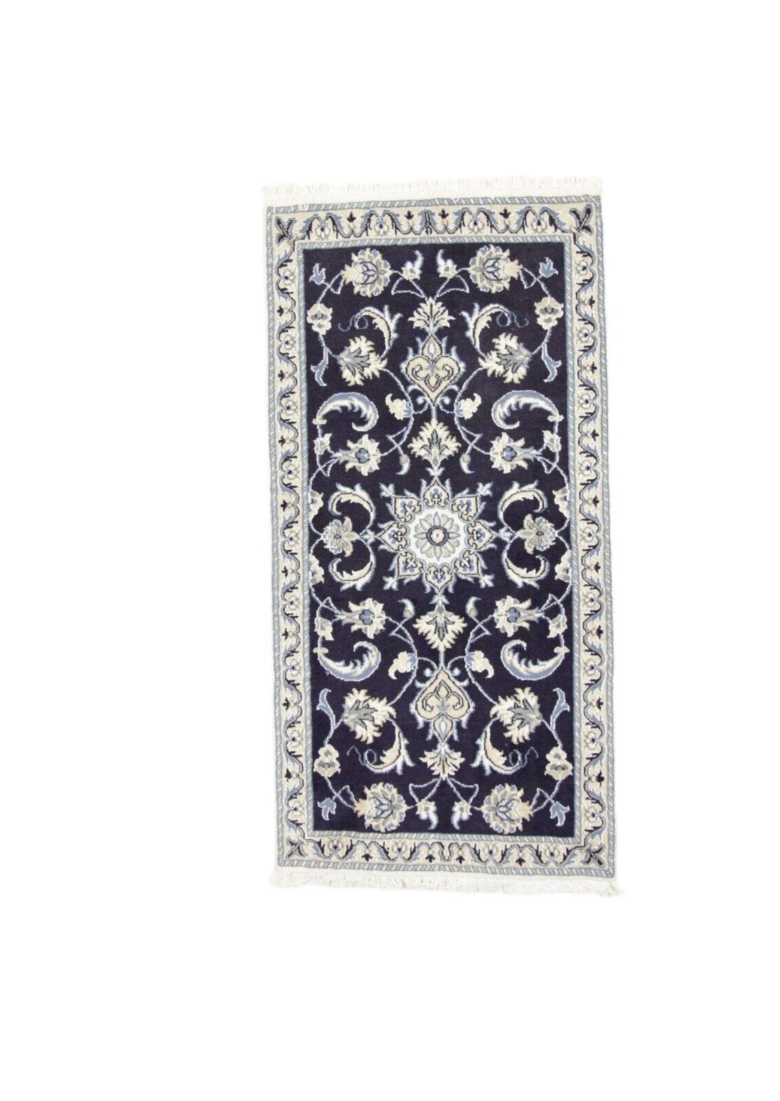 Wunderschöner Orientteppich Nain 140 x 70 cm, 300.000 Knoten/m², 90% Schurwolle & 10% Seide, Neu, Handgeknüpft, Perserteppich