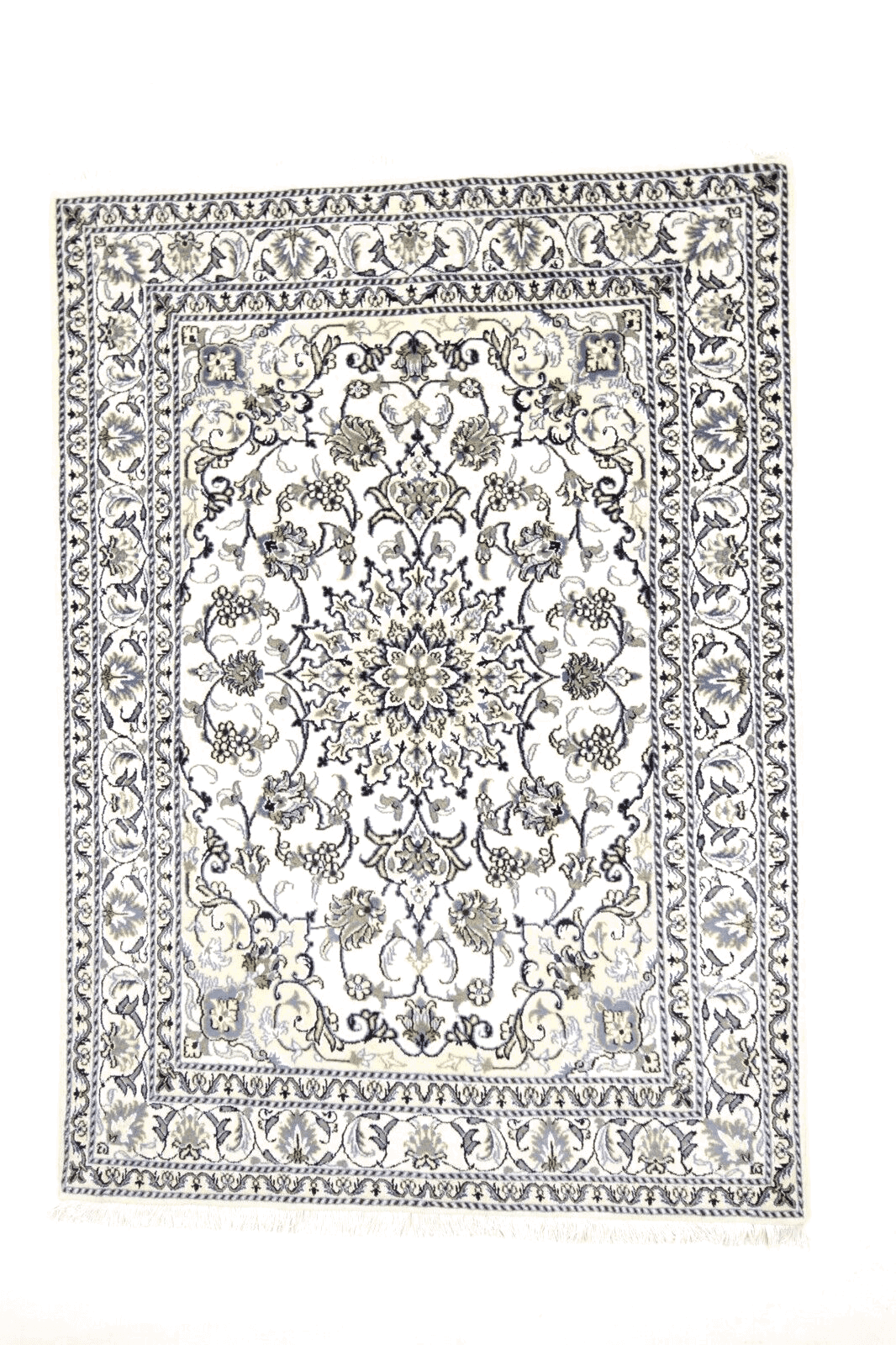 Wunderschöner Orientteppich Nain 198x143 cm, 300.000 Knoten/m², 90% Schurwolle & 10% Seide, top Qualität, handgeknüpft, Perserteppich