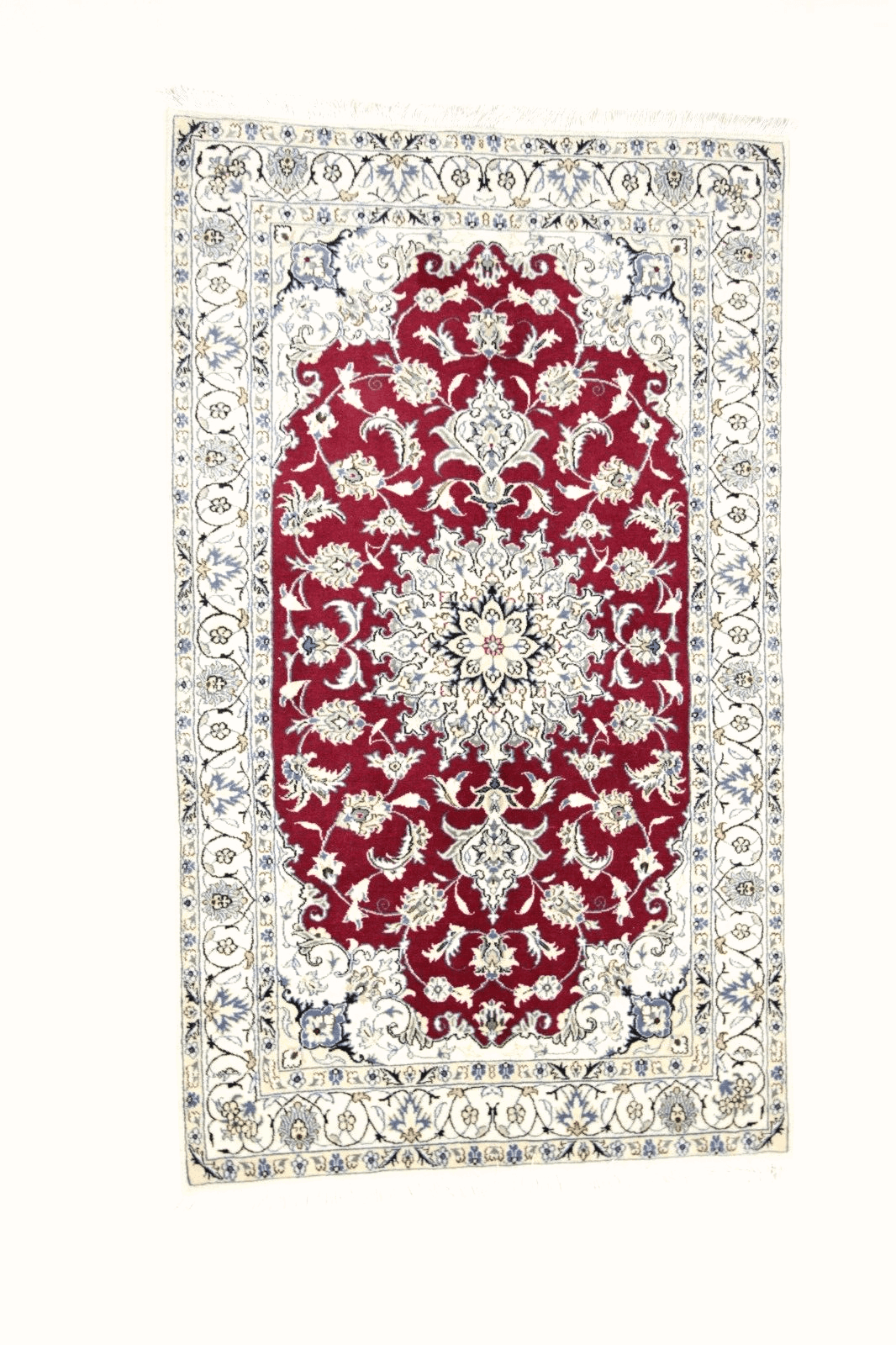 Wunderschöner Orientteppich Nain 200 x 120 cm, 300.000 Knoten/m², 90% Schurwolle & 10% Seide, Top Qualität, handgeknüpft, Perserteppich