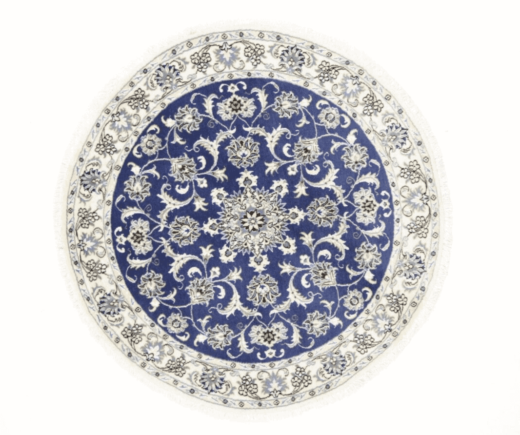 **Wunderschöner Orientteppich super Nain 150x150 cm, ca. 300.000 Knoten/m², 90% Schurwolle, 10% Seide, handgeknüpft, Perserteppich**