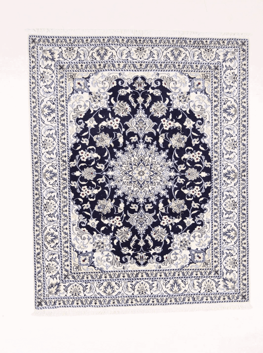 Wunderschöner Orientteppich super Nain 190 x 154 cm, ca. 300.000 Knoten/m², 90% Schurwolle & 10% Seide, sehr gut, handgeknüpft, Perserteppich