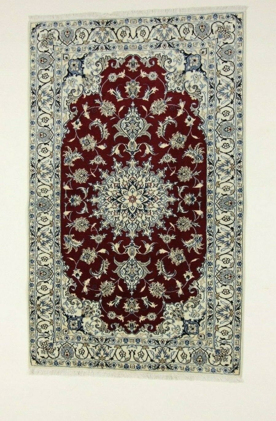 Wunderschöner Orientteppich Super Nain 198 x 122 CM, ca. 300.000 Knoten/m², 90% Schurwolle & 10% Seide, handgeknüpft, Perserteppich