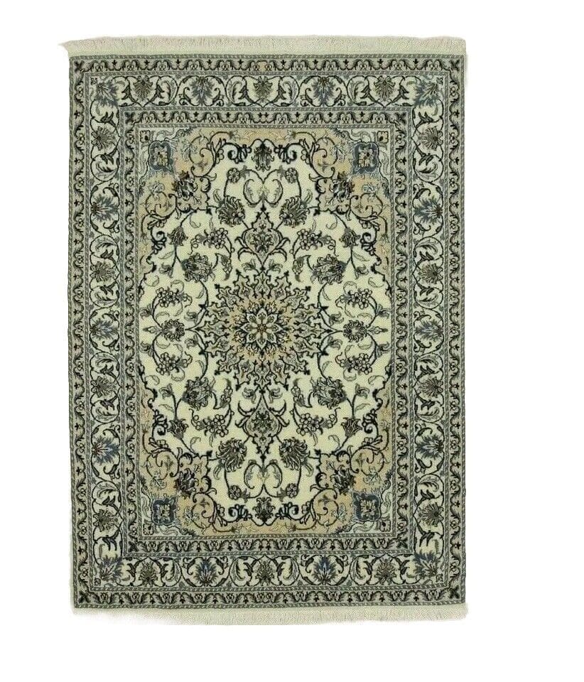 Wunderschöner Orientteppich Super Nain 200 x 144 cm, ca. 300.000 Knoten/m², 90% Schurwolle & 10% Seide, handgeknüpft, Perserteppich